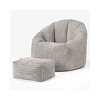 lounge pug, pouf chaise design avec repose-pied, pouf poire super, côtelé vison