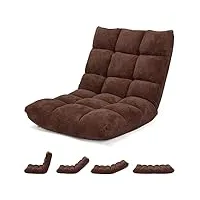 costway canapé paresseux tatami pliable chaise de plancher coussin de chaise de lit siège de sol pour maison, bureau 105 x 57 x 15 cm (café)