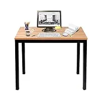 sogesfurniture bureau compact pour ordinateur 80x40cm, table de bureau table de travail pc table en bois et acier, table d’étude table à manger pour petits espaces, teck & noir bheu-ac3bb-8040