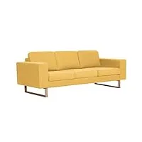 vidaxl canapé à 3 places banquette sofa de salon causeuse meuble de salon mobilier de salon maison salle de séjour intérieur tissu jaune
