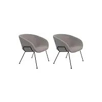 maisonetstyles lot de 2 fauteuils 70,5x65,5x72 cm en tissu gris - feston