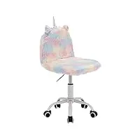 wahson chaise de bureau pour enfant chaise bureau pour fille avec roulettes, chaise de bureau licorne pivotante pour chambre, multicouleur