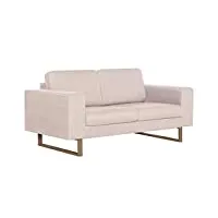 vidaxl canapé à 2 places banquette sofa de salon causeuse meuble de salon mobilier de salon maison salle de séjour intérieur tissu crème