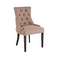 clp chaise de salle a manger aberdeen en tissu i chaise confortable avec rembourrage Épais i piétement en bois d'hévéa, couleur:taupe, couleur du cadre:antique