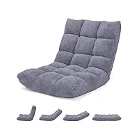 costway canapé paresseux tatami pliable chaise de plancher coussin de chaise de lit siège de sol pour maison, bureau 105 x 57 x 15 cm (gris)