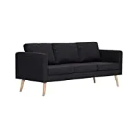vidaxl canapé à 3 places banquette sofa causeuse de salon meuble de salon mobilier de salon maison salle de séjour intérieur tissu noir