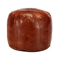 vidaxl pouf repose-pied tabouret appui pied portable maison bureau salon chambre à coucher intérieur 40x35 cm brun roux cuir véritable de chèvre
