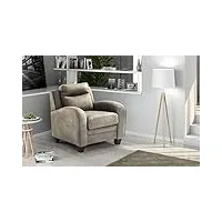 dafne italian design fauteuil simili cuir effet nubuck light grey (92 x 90 x 94 h) cm