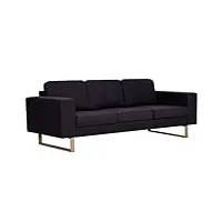 vidaxl canapé à 3 places banquette sofa de salon causeuse meuble de salon mobilier de salon maison salle de séjour intérieur tissu noir