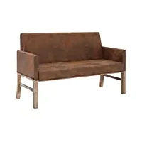 vidaxl banc canapé avec accoudoir banquette mobilier de salon meuble de salle de séjour siège de salon maison intérieure marron similicuir suédé
