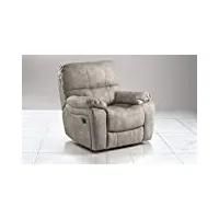 dafne italian design fauteuil avec recliner manuel. simili cuir effet nubuck light grey (109 x 105 x 105 cm)