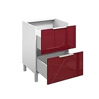 berlioz creations caisson de cuisine avec tiroirs amortis, panneaux de particules, 60 x 83 x 51,6 cm, fabrication 100% française