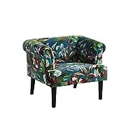 atlantic home collection charlie fauteuil lounge, velours, motif floral bleu pétrole, sessel