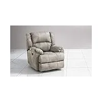 dafnedesign.com fauteuil inclinable manuel. simili cuir effet nubuck light grey (cm. 94 x 98 x 99 (h) cm.
