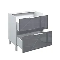 berlioz creations caisson de cuisine avec tiroirs amortis, panneaux de particules, 80 x 83 x 51,6 cm, fabrication 100% française