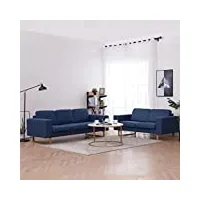 vidaxl ensemble de canapé 2 pcs meuble de salon mobilier de salon canapé-lit sofa de salon maison salle de séjour intérieur tissu bleu