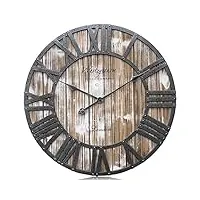 westzytturm grosse horloge murale en bois (rose, 60 cm diamètre) silencieuse design style industriel vintage horloge murale geante pour salon, cuisine, cheminee