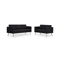 vidaxl ensemble de canapé 2 pcs mobilier de salon meuble de salon canapé-lit sofa de salon maison salle de séjour intérieur tissu noir