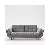 playboy scarlett 667202az canapé avec tissu velours fonction lit en gris, anthracite, 215 x 81,5 x 84,5 cm