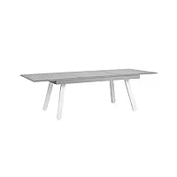 table de jardin extensible 175 / 255 x 100 cm en aluminium gris et blanc avec design moderne pour extérieur de style traditionnel beliani