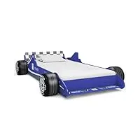 vidaxl lit voiture de course pour enfants lit tout-petits garçon sommier à lattes cadre de lit chambre à coucher maison intérieur bleu