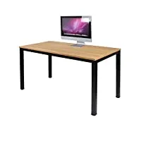 sogesfurniture table de reunion bureau gaming table de bureau informatique en bois et acier table salle à manger 120x75x60cm teck & noir