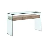 meubletmoi console en verre trempé et caisson avec tiroir en bois mdf - design contemporain - ice