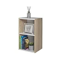 iris ohyama, meuble de rangement, bibliothèque, 2 etagères modulables, moderne, bureau, chambre, salon - space saving shelf - ub-6035 - marron clair