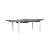 table de jardin extensible 168 / 248 x 100 cm en aluminium gris et blanc de design moderne pour extérieur de style contemporain beliani