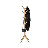 woltu porte-manteau en bois massif portant de manteau sur pied 180cm avec 8 crochets nature sr0116nt