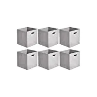 amazon basics lot de 6 cubes de rangement pliables en tissu avec œillets ovales gris clair