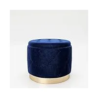 playboy cm 677204bl pouf avec espace de rangement, pied en métal doré, bleu, 50 x 40 x 50 cm