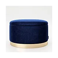 playboy cm 677206bl pouf ovale avec espace de rangement, le pied d'or, bleu, 60 x 40 x 40 cm