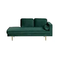chaise longue méridienne côté droit en velours vert pour salon glamour beliani