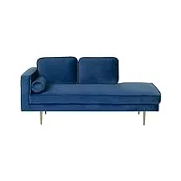 chaise longue méridienne côté gauche en velours bleu foncé pour salon glamour beliani