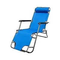 amanka chaise de camping pliante 153 x 60 cm bleu clair