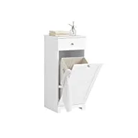 sobuy bzr21-w meuble bas de salle de bain armoire toilette avec 1 tiroir et 1 panier à linge meuble de rangement corbeille à linge coffre à linge porte vêtement 40x38x90cm – blanc