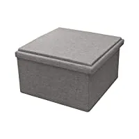 the home deco factory hd6459 coffre pouf pliable table basse tissu, polyester, gris, 76,5 x 76,5 x 45 cm
