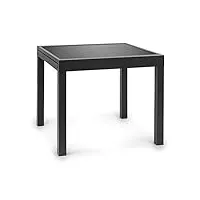 blumfeldt pamplona extension - table de jardin, table d'extérieur extensible, 90x90cm ou 180x83cm, nettoyage facile, jusqu'à 6 personnes, verre trempé, solide cadre, gris