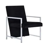 vidaxl fauteuil avec pieds en chrome chaise de salon meuble siège de salon chaise de canapé bureau maison intérieur salle de séjour chambre noir velours