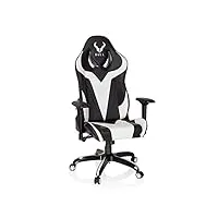 hjh office chaises de gamer promoter i fauteuil de bureau gaming, chaise pivotant, simili-cuir noir/blanc 729262