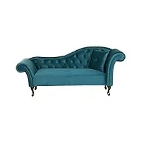 chaise longue méridienne chesterfield côté droit en velours bleu pour salon glamour et vintage beliani