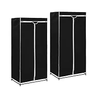 vidaxl 2x garde-robes penderie armoire de rangement etagère à vêtements meuble de rangement organisateur chambre à coucher chaussures noir