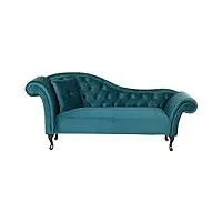 chaise longue méridienne chesterfield côté gauche en velours bleu pour salon glamour et vintage beliani