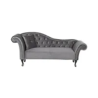 chaise longue méridienne chesterfield côté gauche en velours gris pour salon glamour et vintage beliani