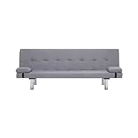 festnight canapé-lit similicuir canapé moderne canapés lit de salon confortable ajustable gris clair