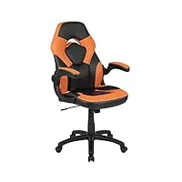 flash furniture chaise de jeu à dossier haut, fauteuil de bureau ergonomique, avec accoudoirs réglables et tissu en maille, idéale comme chaise de joueur, pour la maison et le bureau, orange