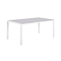 table de jardin 160 x 90 cm en aluminium et verre gris style industriel catania