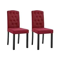 vidaxl lot de 2 chaises de salle à manger, de cuisine - dossier haut - en tissu - rouge bordeaux