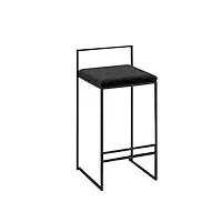 tabouret de bar/fauteuil noir en deux parties simples, structure en fer forgé peint en métal de qualité professionnelle, coussin en flanelle doux, convient au bar de restaurant de cuisine